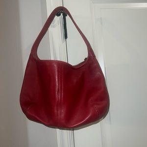 Red COACH slouchy shoulder bag